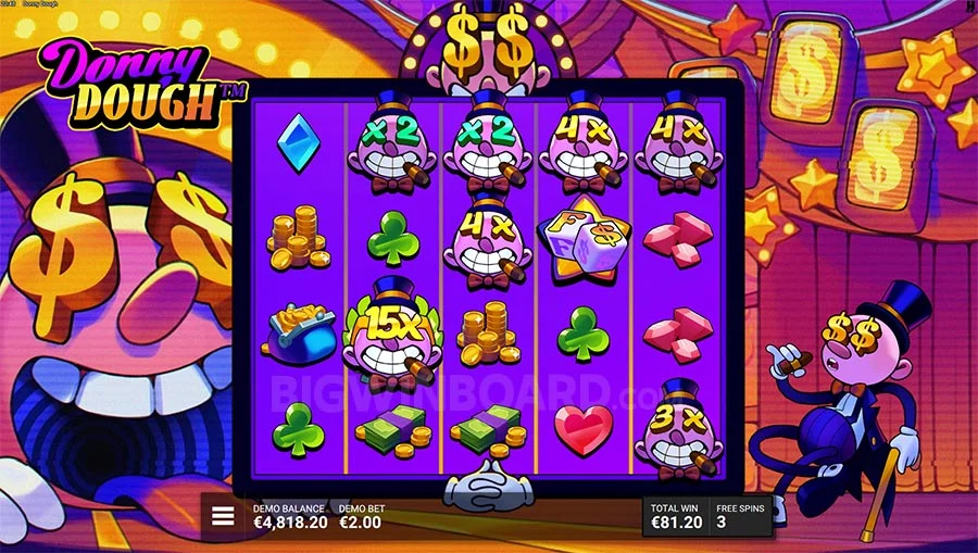 Screenshot del Bonus Sticky Dough con simboli Multi-Dough fissi sulla griglia